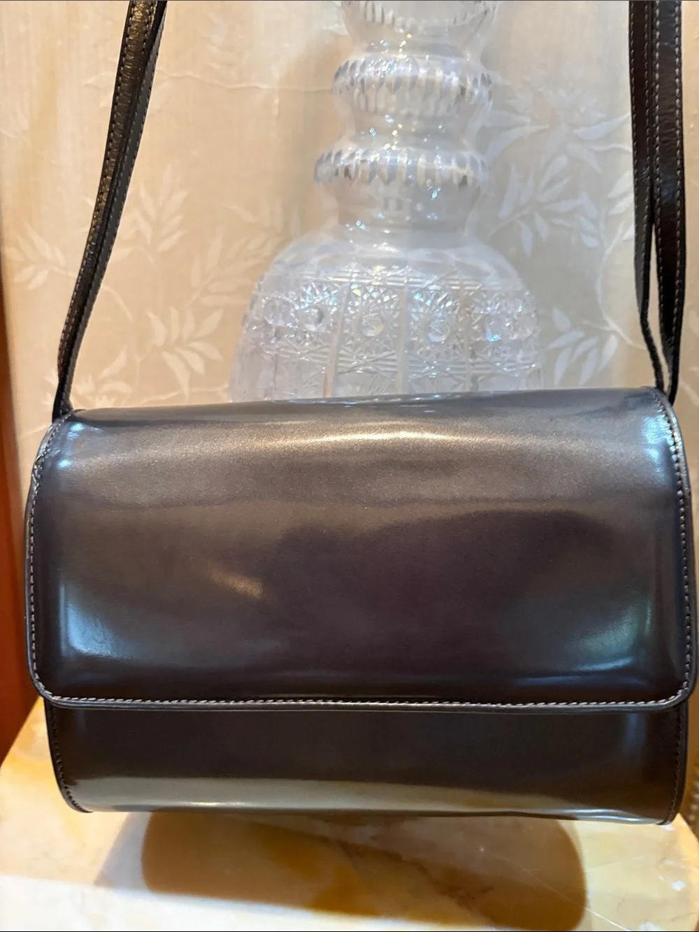 Ferragamo Vintage Metallic Silver Leather Crossbody Bag